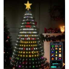 Умная гирлянда на елку Конский хвост Smart 200 LED, 2 метра с управлением со смартфона Разноцветные новогодние RGB огни, 16 цветов ∙ Зеленый провод