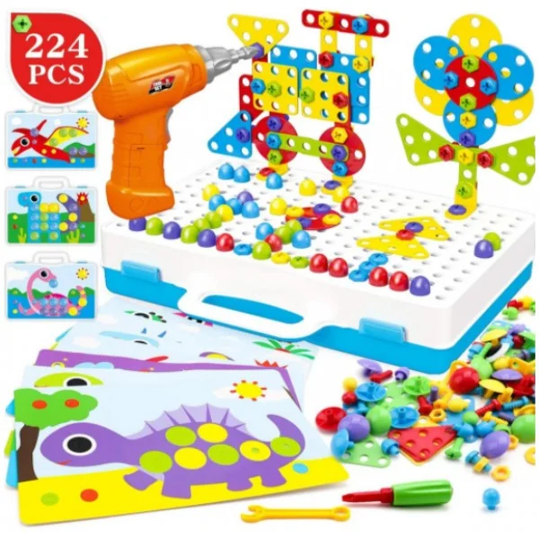 Развивающий конструктор с дрелью на 224 детали Tu Le Hui 