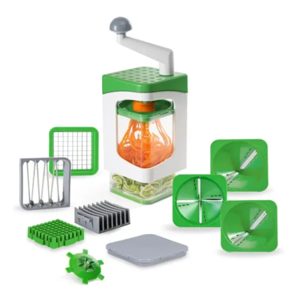 Ручная овощерезка с контейнером Genius Nicer Dicer Кухонный слайсер - терка с насадками 7 в 1