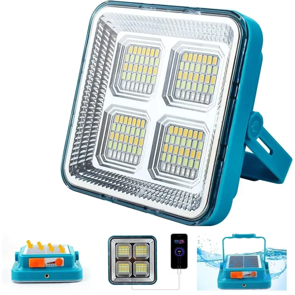 Ручной аккумуляторный светодиодный фонарь с солнечной батареей и функцией PowerBank LD-02 • Прожектор фонарь светодиодный LD-02 для походов