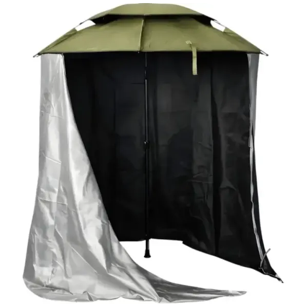 Рыбацкий зонт 2 м JTG2025-3khaki хаки с клапаном, наклоном, стенкой, чехлом и крючками • Туристический зонт для рыбалки и отдыха на природе