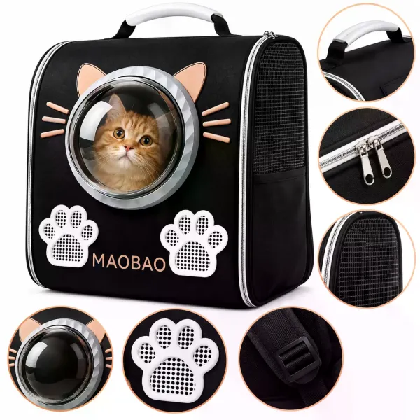 Рюкзак-переноска S-cat1 для котов 36×24×40 см черный • Рюкзак для кошек S-cat1 с прозрачным окном и вентиляцией 36×24×40 см