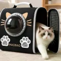 Рюкзак-переноска S-cat1 для котов 36×24×40 см черный • Рюкзак для кошек S-cat1 с прозрачным окном и вентиляцией 36×24×40 см