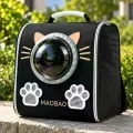 Рюкзак-переноска S-cat1 для котов 36×24×40 см черный • Рюкзак для кошек S-cat1 с прозрачным окном и вентиляцией 36×24×40 см