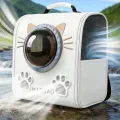 Рюкзак-переноска S-cat2 36×24×40 см білий • Рюкзак для котів S-cat2 з прозорим вікном, вентиляцією та декоративними вушками