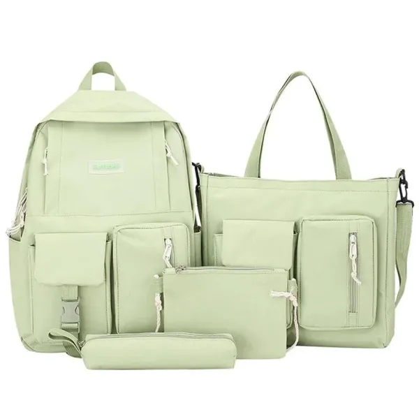 Рюкзак школьный тканевый для подростков 4 в 1 черный, синий, розовый, бордовый, зеленый • Подростковый рюкзак для школы с сумкой, пеналом и косметичкой