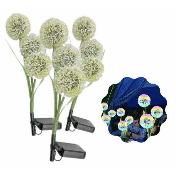 Садовый LED светильник Одуванчики на солнечной батарее с датчиком света · Уличная лампа с фонариками в форме цветка для дома, сада, клумбы