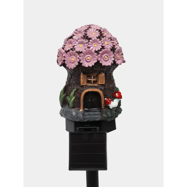 Садовый фонарь на солнечной батарее Сказочный домик в форме гриба • Декоративный уличный светильник для сада, двора, газона, клумбы и садовых дорожек