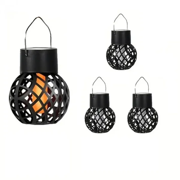 Садовый подвесной светильник с эффектом огня на солнечной батарее • Уличный декоративный LED фонарь для сада, террасы, беседки и двора (4 шт. в упаковке, цена за 1 шт.)