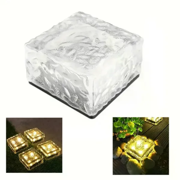 Садовый светильник Ice Cube теплый белый 10×6×10 см • Уличный LED-фонарь на солнечной батарее для сада, дорожек и ландшафтной подсветки