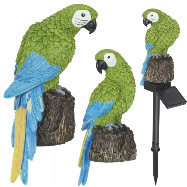 Садовый светильник попугай на солнечной батарее • Уличный газонный LED-фонарь для сада, клумбы, дорожек, дачи и ландшафтного декора