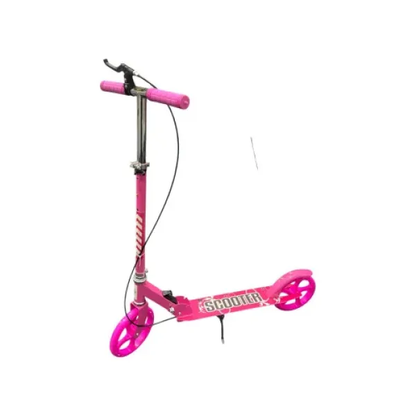Самокат двухколесный городской с колесами PU 200 мм и ножным тормозом 109 Pink • Складной прогулочный самокат для детей и подростков • Городской самокат розовый