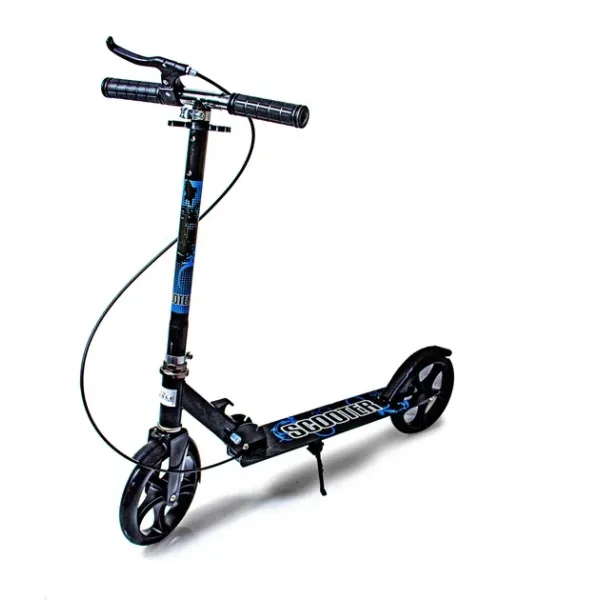 Самокат двухколесный городской с колесами PU 200 мм и ножным тормозом 109 black • Складной прогулочный самокат для детей и подростков • Городской самокат черный