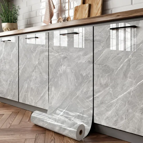 Самоклеящаяся кухонная пленка Серый Мрамор, 60 x 500 см · Клейкая пленка - наклейка для любых поверхностей