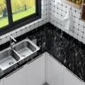 Самоклеюча плівка 5 м × 60 см Чорний мармур • Декоративна ПВХ плівка під чорний мармур для меблів стін кухні 5 метрів