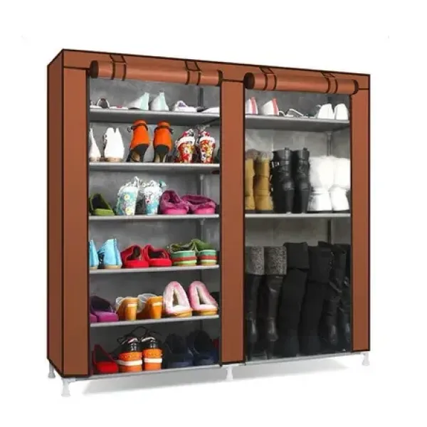 Шкаф для обуви Shoe Cabinet тканевый двухсекционный органайзер с полочками