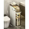 Шафа-пенал для ванної 59×41×18 см • Підлогова вузька шафа для туалету 59×41×18 см із висувними секціями та коліщатками