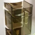 Шафа-пенал для ванної 59×41×18 см • Підлогова вузька шафа для туалету 59×41×18 см із висувними секціями та коліщатками