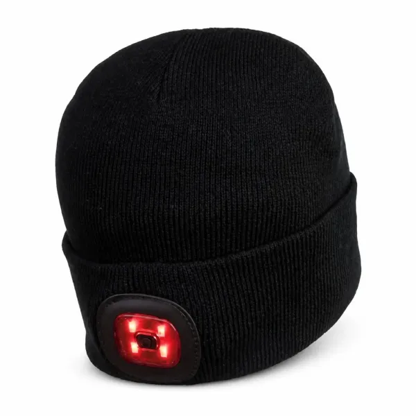 Шапка-бини с фонариком спереди, вязаная • головной убор с LED-подсветкой для свободных рук на рыбалке, в походе, на велопрогулке и при работе в темноте