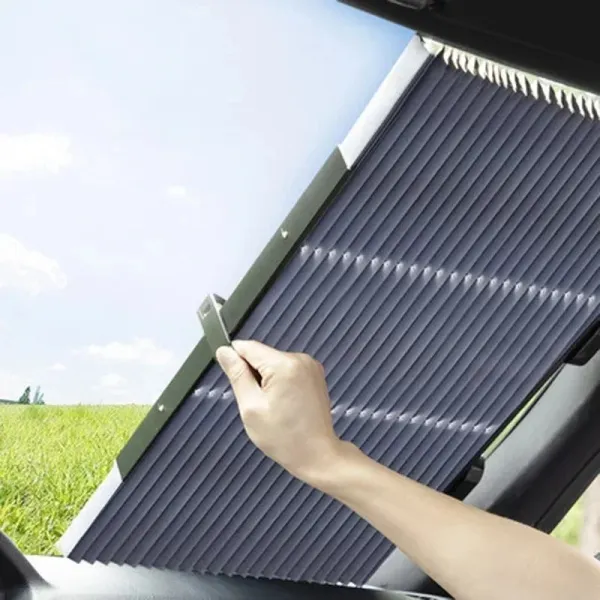 Шторка солнцезащитная раздвижная на лобовое стекло в авто 60х145см / Жалюзи автомобильные