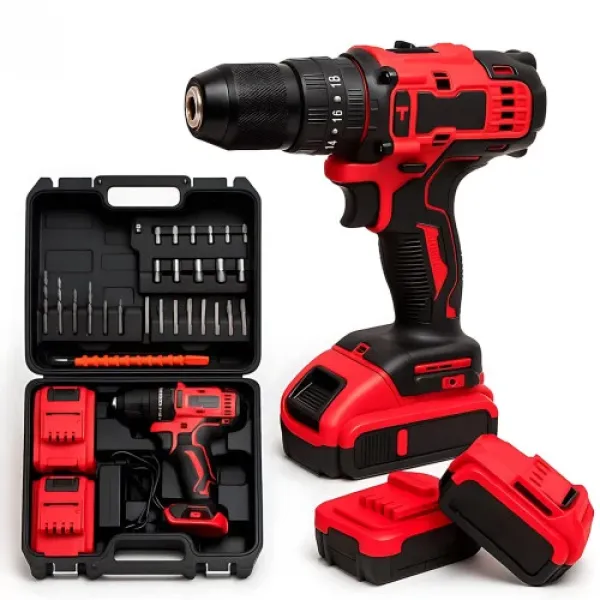 Шуруповерт аккумуляторный ударный 24V с 2 аккумуляторами RED MA751 • Электрическая дрель-шуруповерт для дома, ремонта, сборки мебели и монтажных работ