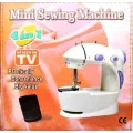 Швейная мини машинка Mini Sewing Machine SM-202A 4 в 1 портативная домашняя машинка для шитья, от сети / батареек / педали