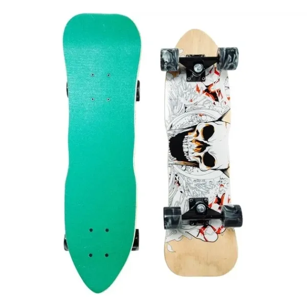 Скейтборд круизер деревянный White Skull • Детский и подростковый круизер с PU колесами для прогулок и активного катания