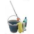Складное силиконовое ведро 10 л серое с ручкой для воды и хозяйственных задач • Туристическое ведро Collapsible Bucket 10 л серое для рыбалки, кемпинга, дачи и автомобиля