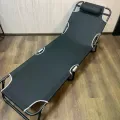 Складной пляжный шезлонг 56×176 см черный • Садовый раскладной лежак для дачи, пляжа, террасы и отдыха на природе
