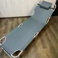 Складной пляжный шезлонг 56×176 смсерый • Садовый раскладной лежак для дачи, пляжа, террасы и отдыха на природе