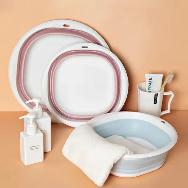 Складной силиконовый таз на 6 литров · Универсальная раскладная корзина - тазик с ручками