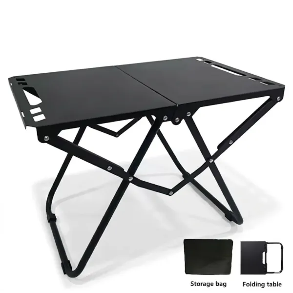 Складной туристический стол для кемпинга черный • Портативный раскладной стол из углеродистой стали для пикника, дачи, рыбалки и отдыха на природе