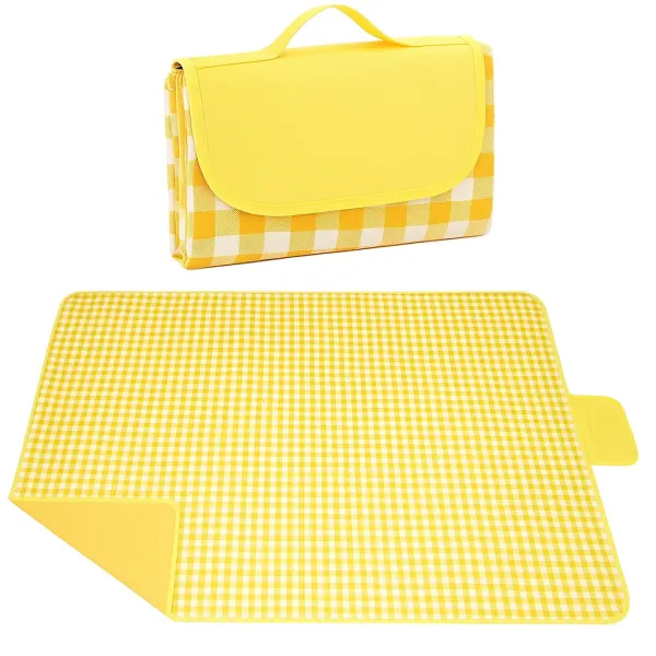 Складной водонепроницаемый коврик для пикника 200×150 см • Туристический пляжный коврик-сумка с ПВХ покрытием и защитой от влаги