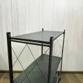 Складная полка-стеллаж из нержавеющей стали на колесиках 87×34×87 см • Передвижная этажерка-органайзер на 3 яруса для кухни, ванной, дома и офиса