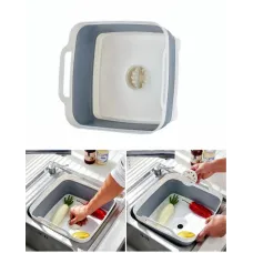 Складная раковина со сливом Folding Cup Переносная мойка - раковина тазик с ручками и пробкой