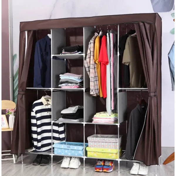 Складной тканевый шкаф Storage Wardrobe 28165 ∙ Органайзер – гардероб для одежды на 4 секции, 165х45х172 см