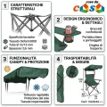 Складне крісло з навісом 53×53×110 см зелене • Туристичне крісло для риболовлі та кемпінгу з регульованим козирком, підлокітниками й підсклянником до 110 кг