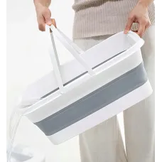 Складное прямоугольное силиконовое ведро · Хозяйственная корзина на 20 литров, 47x26x18 см