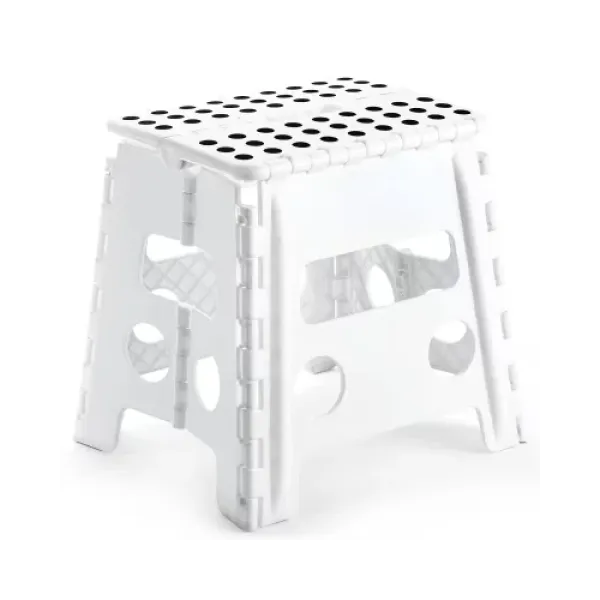 Складной табурет 33 см с ручкой KAR86 белый • Пластиковый табурет для рыбалки, кемпинга, дачи, пикника и отдыха на природе