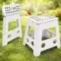 Складной табурет 33 см с ручкой KAR86 белый • Пластиковый табурет для рыбалки, кемпинга, дачи, пикника и отдыха на природе