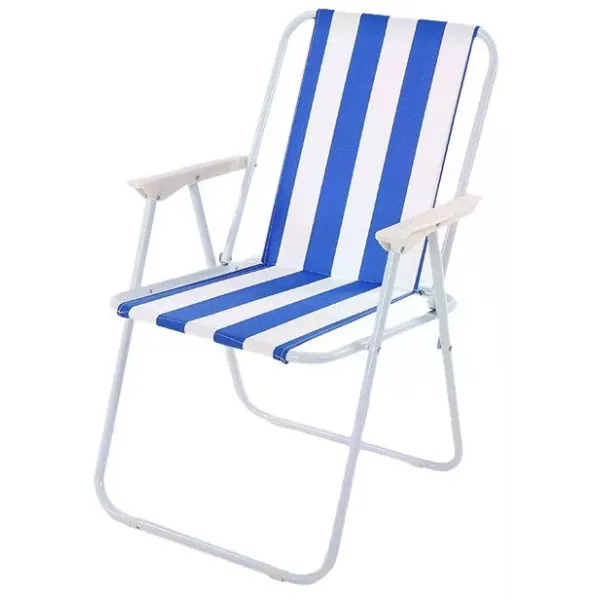 Складной туристический стул STD-03 полосатый синий/зелёный/чёрный • Раскладной стул для пикника, дачи, рыбалки, кемпинга и отдыха на природе