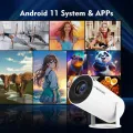 Смарт-проектор HY300 PRO с Android TV 11.0 поддержкой 4K WiFi 6 и Bluetooth 5.0 • Портативный проектор с автофокусом 180° поворотом и функцией домашнего кинотеатра