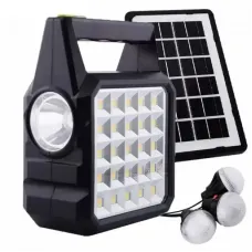 Солнечная станция GDTimes GD-105 · Портативный фонарь с солнечной батареей · Светодиодный прожектор и три лампочки