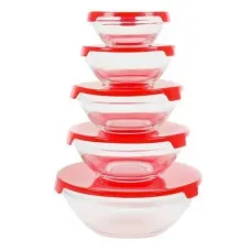 Стеклянные емкости UNIQUE UN-1501 для хранения продуктов ∙ Набор судков из стекла с крышками, 5 шт.