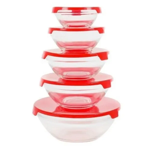 Стеклянные емкости UNIQUE UN-1501 для хранения продуктов ∙ Набор судков из стекла с крышками, 5 шт.