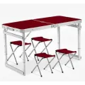 Стол алюминиевый Усиленный с 4 стульями складной для пикника · Стол – чемодан раскладной туристический со стульями