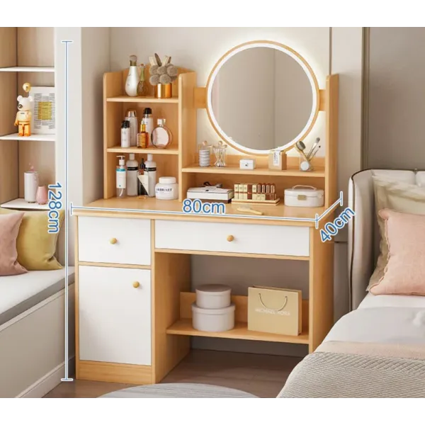 Стол макияжный с LED-зеркалом STL-MD 74 • Компактный туалетный столик с ящиками и подсветкой