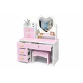 Стол макияжный STL-MD 99 розовый с LED-зеркалом сердце и пуфиком 100 см • Туалетный столик для макияжа с подсветкой, системой хранения, полками и ящиками для спальни, гардеробной и комнаты
