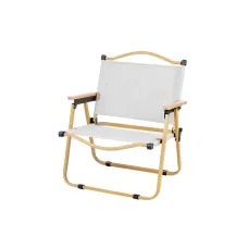 Стул туристический складной с металлическим каркасом и деревянными подлокотниками ∙ Раскладное кресло для отдыха ∙ Бежевый / черный Стул туристический складной с металлическим каркасом и деревянными подлокотниками ∙ Раскладное кресло для отдыха ∙ Бежевый / черный