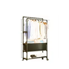 Стойка-Вешалка на колёсах для вещей и обуви YH9918-3A • Телескопическая вешалка для одежды с регулируемой высотой